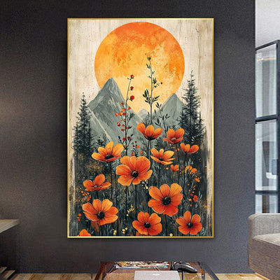 MOON AND BLOOMS CANVAS