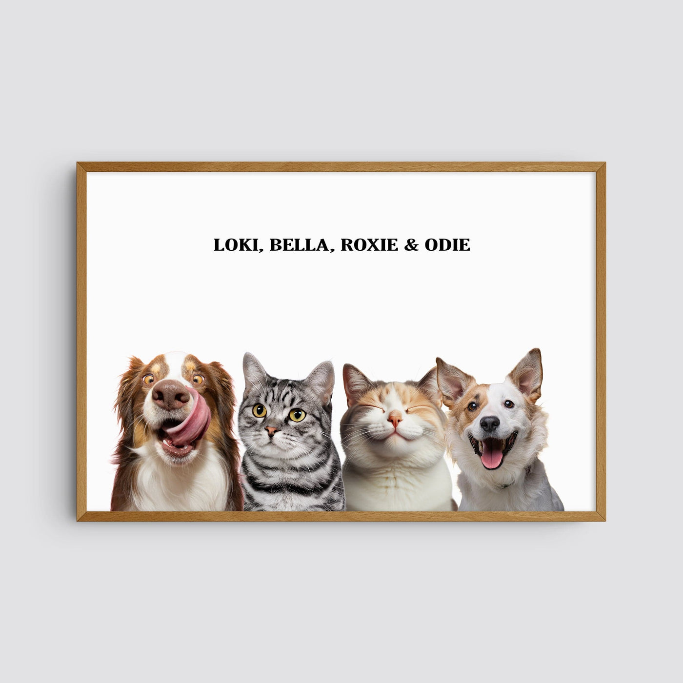 Custom Four Pet Modern Portrait - White