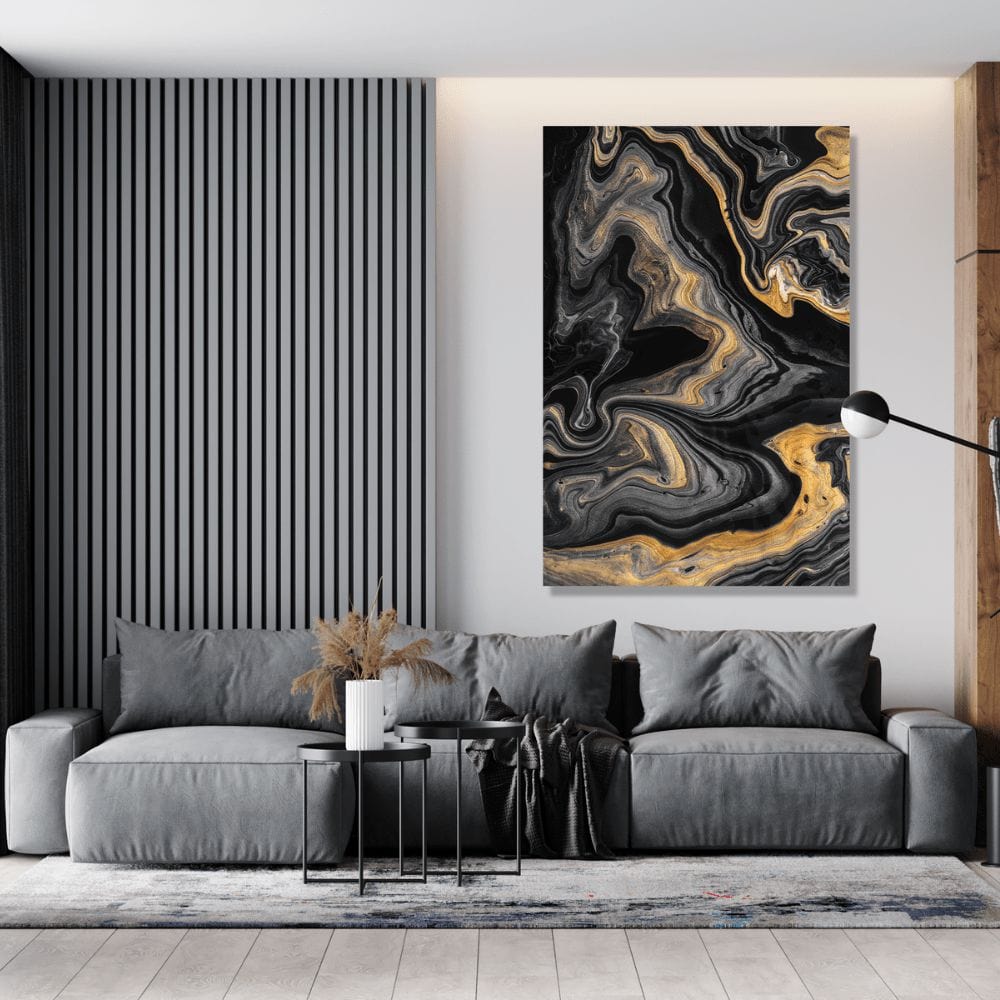 BLACK & GOLD OIL CANVAS