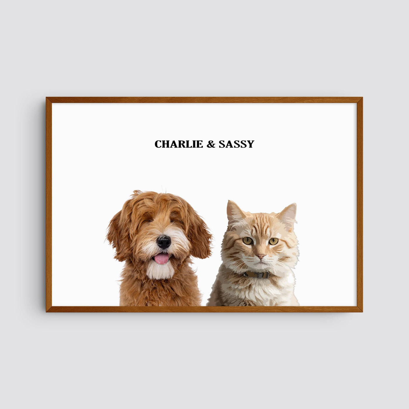 Custom Two Pets Modern Portrait