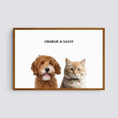 Custom Two Pet Modern Portrait - White