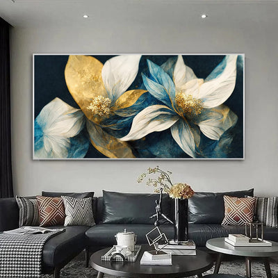 GOLD AND WHITE PETALS CANVAS
