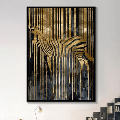 ZWART &amp; GOUD ZEBRA CANVAS