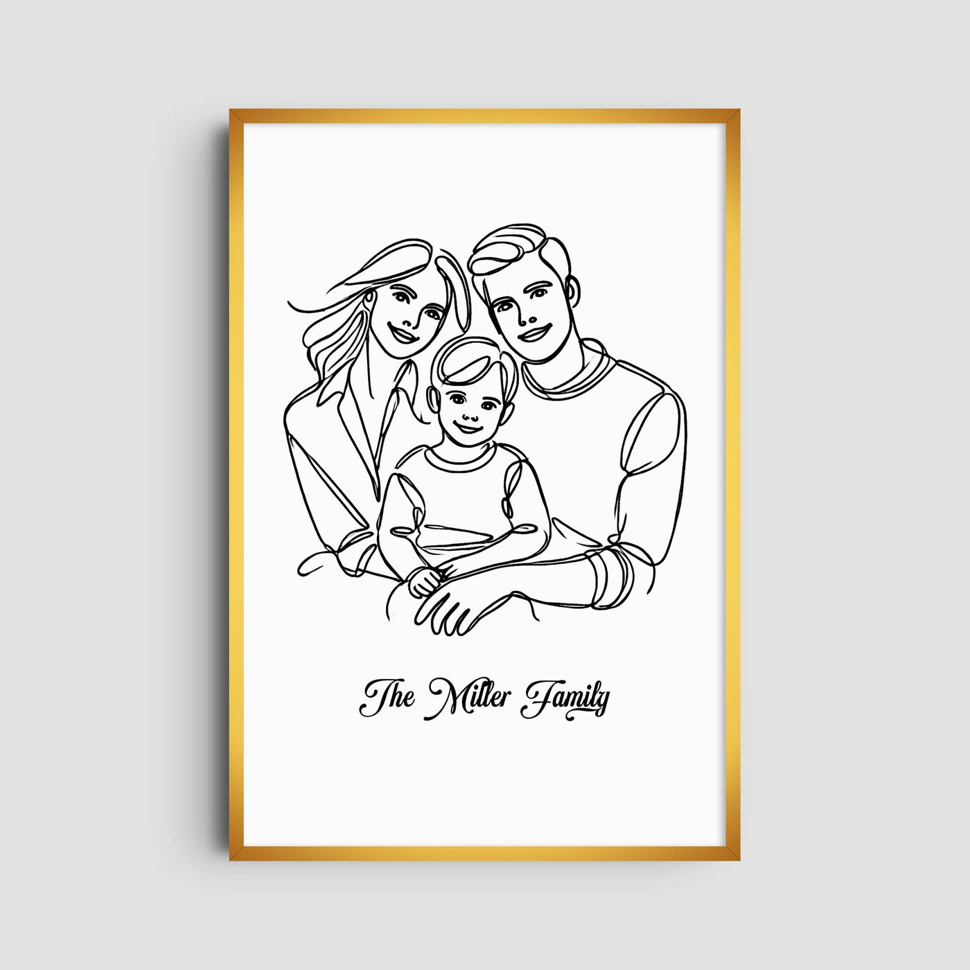 Custom Three Line Art Family - Portrait