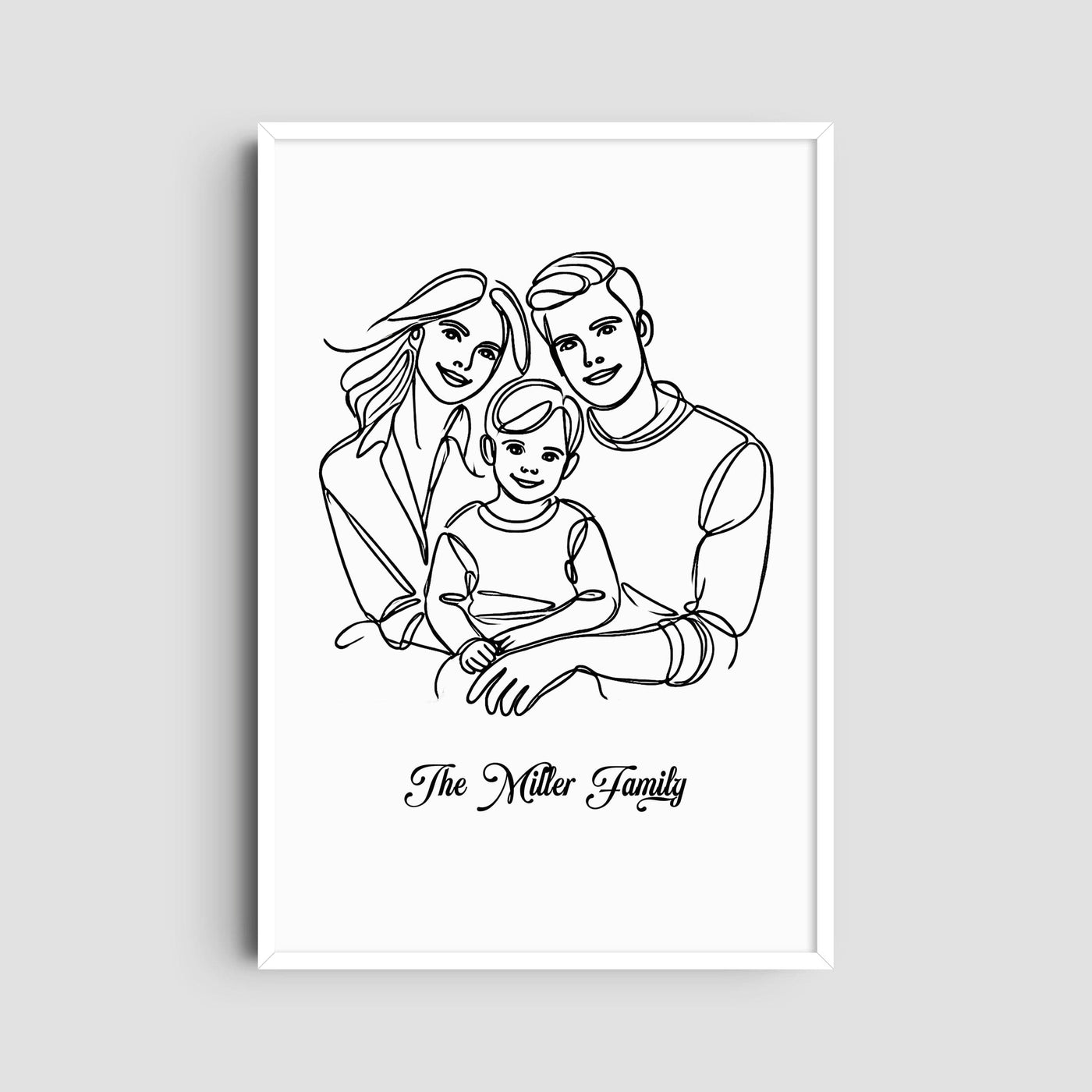 Custom Three Line Art Family - Portrait