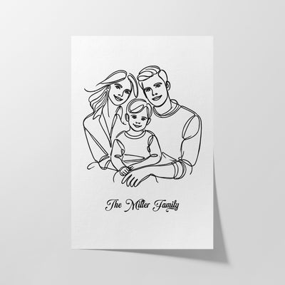 Custom Three Line Art Family - Portrait