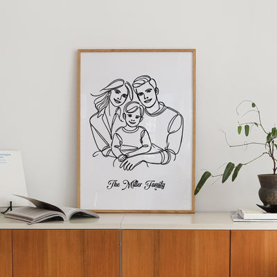 Custom Three Line Art Family - Portrait