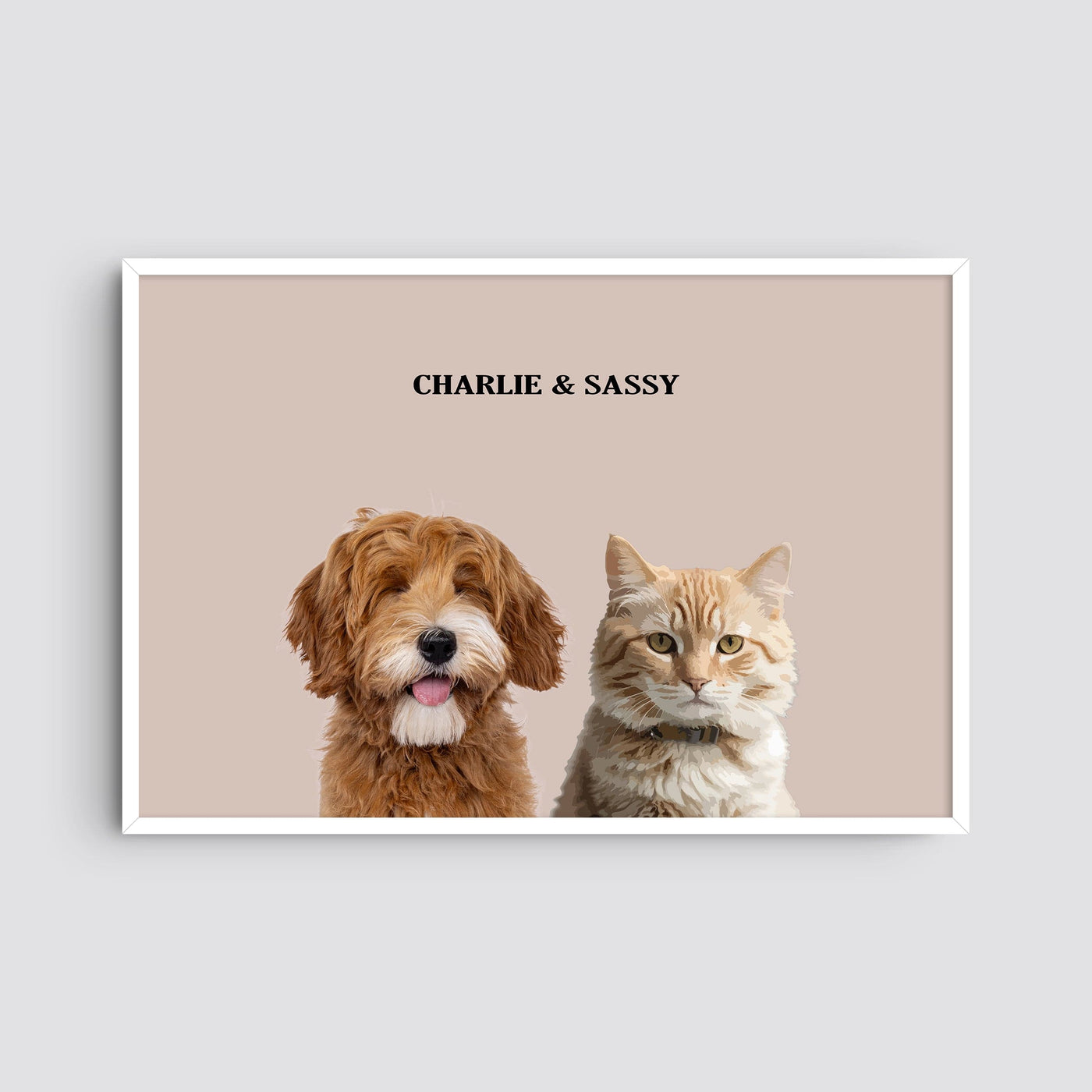 Custom Two Pets Modern Portrait