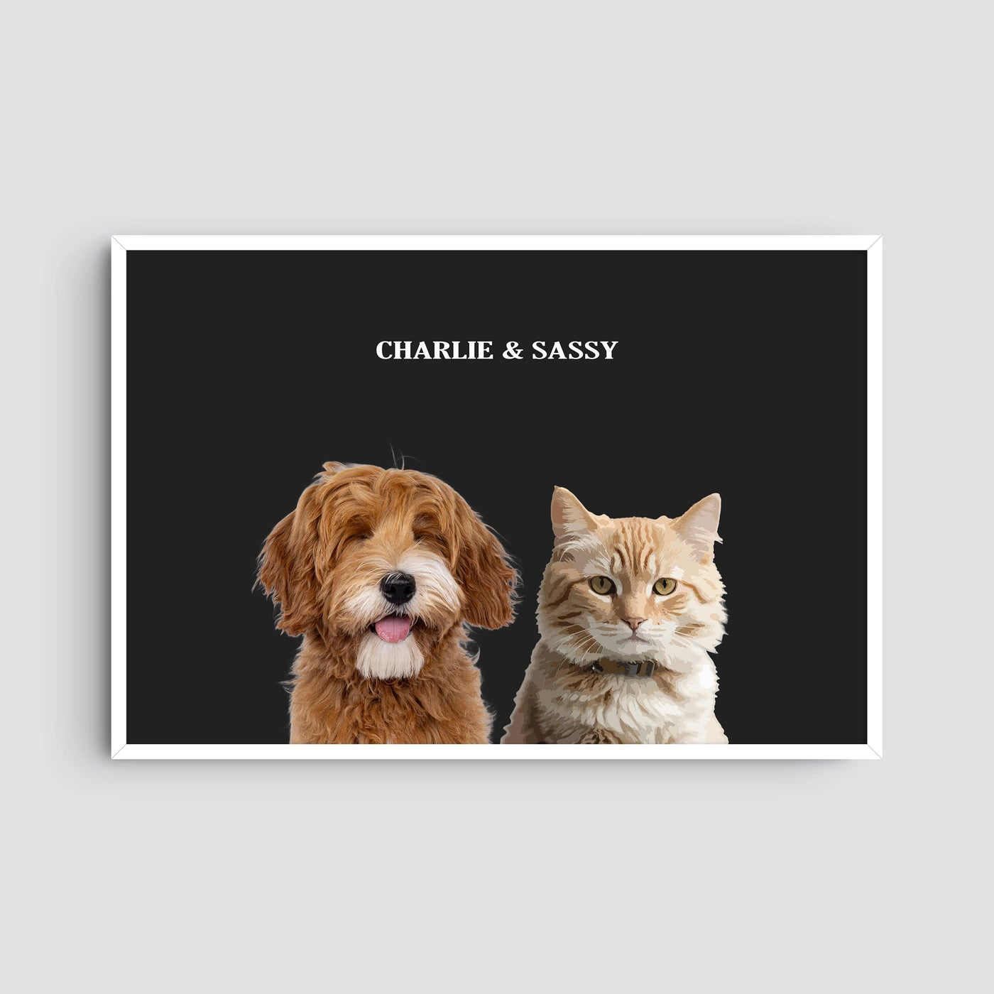 Custom Two Pets Modern Portrait