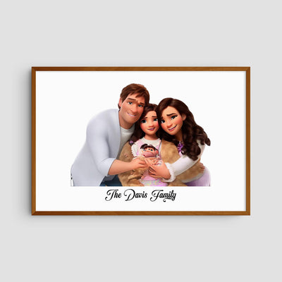 Custom Three Family Cartoons - Landscape