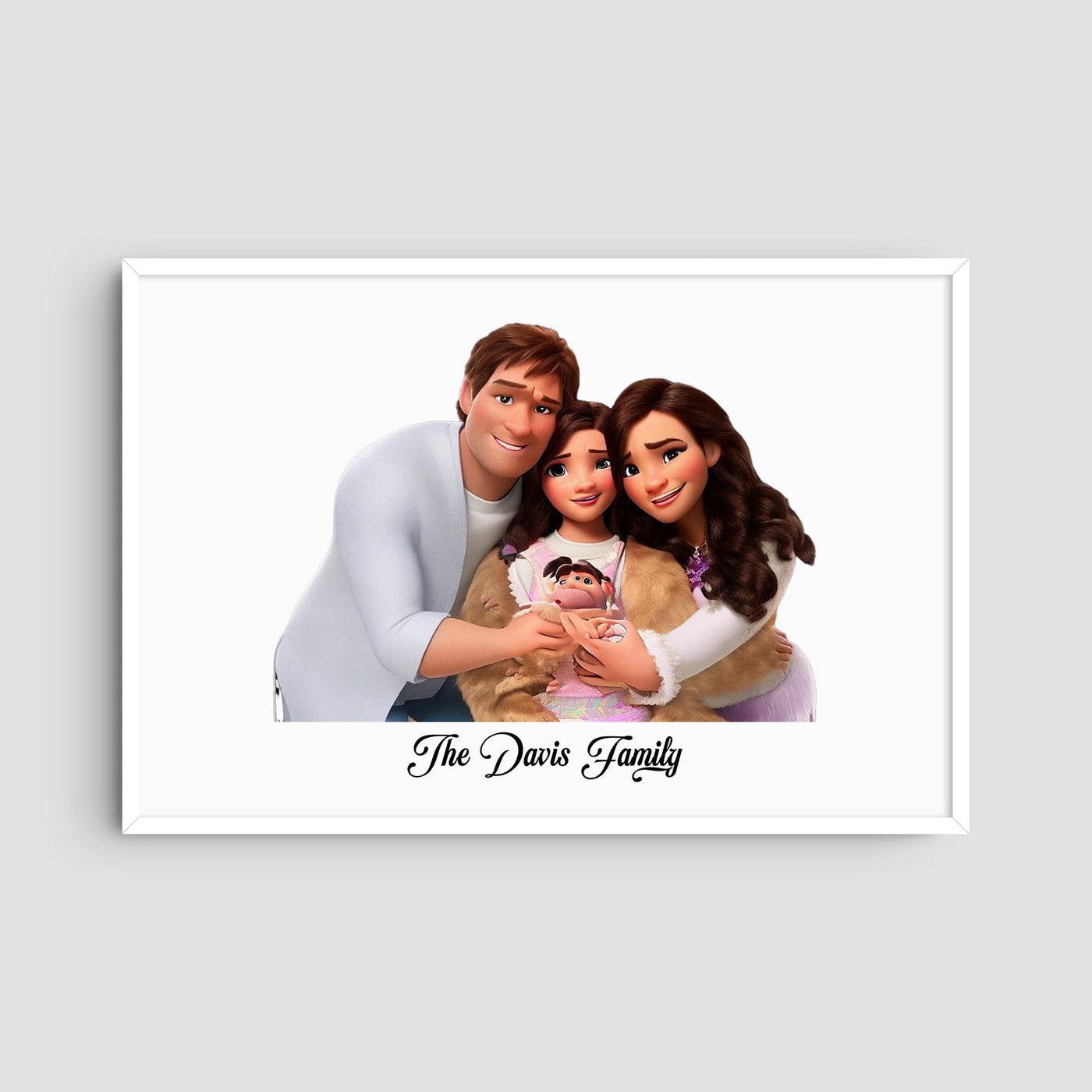 Custom Three Family Cartoons - Landscape