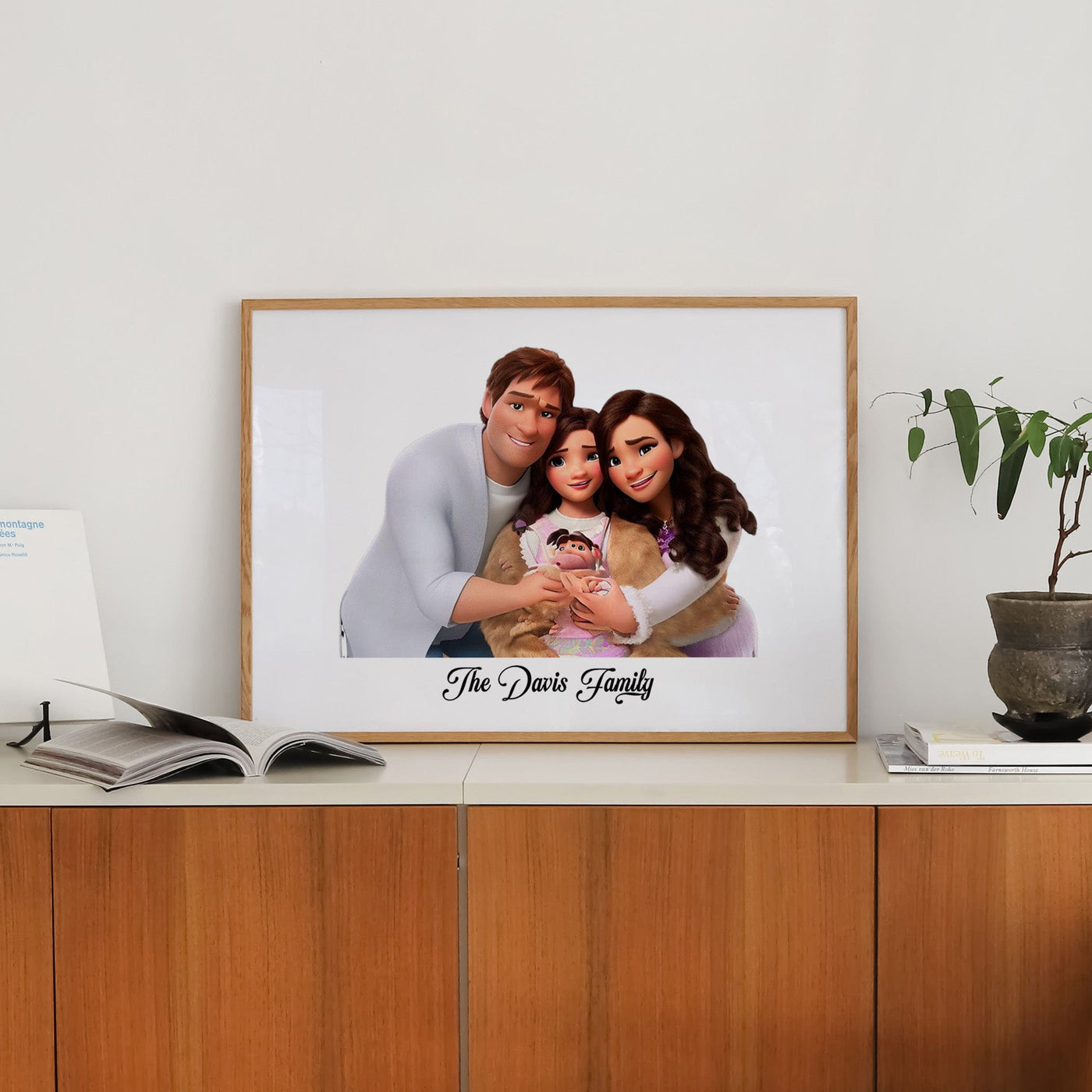 Custom Three Family Cartoons - Landscape