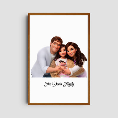 Custom Three Family Cartoons - Portrait