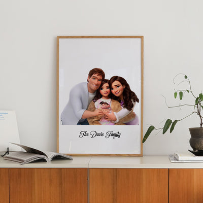 Custom Three Family Cartoons - Portrait