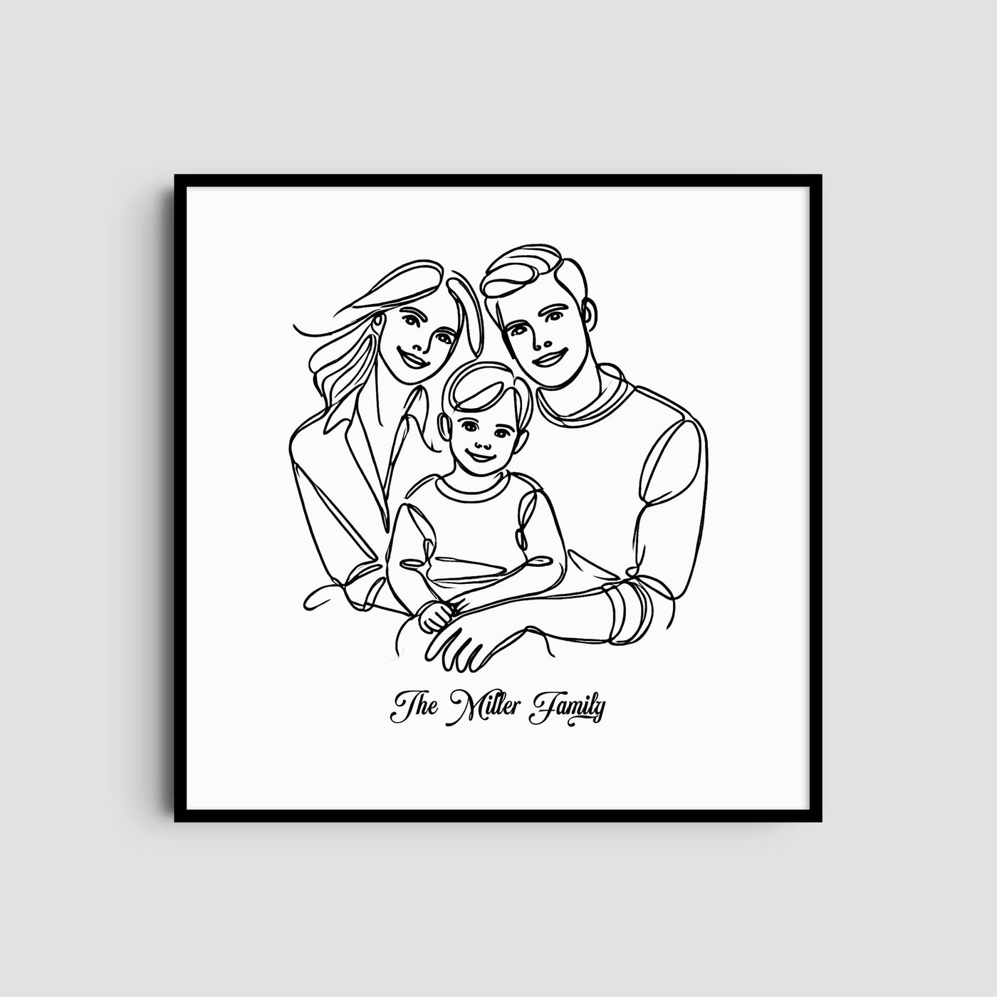 Custom Three Line Art Family - Square