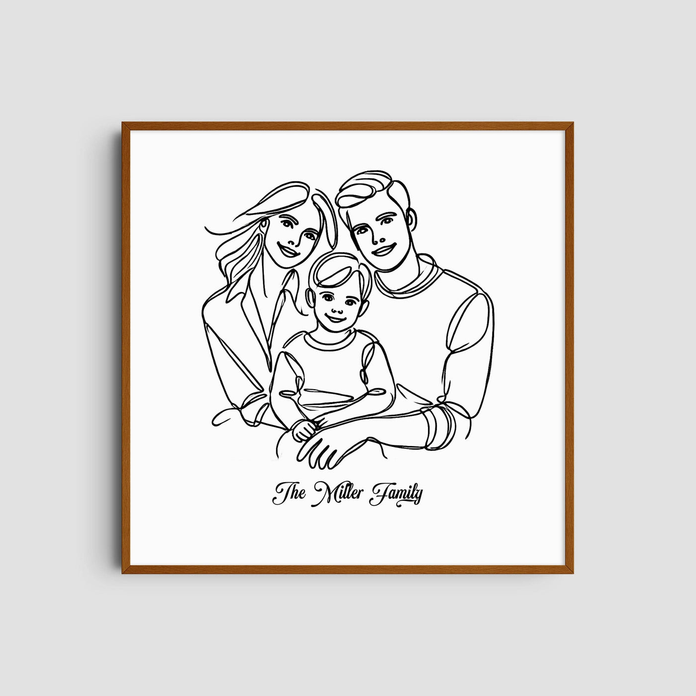 Custom Three Line Art Family - Square