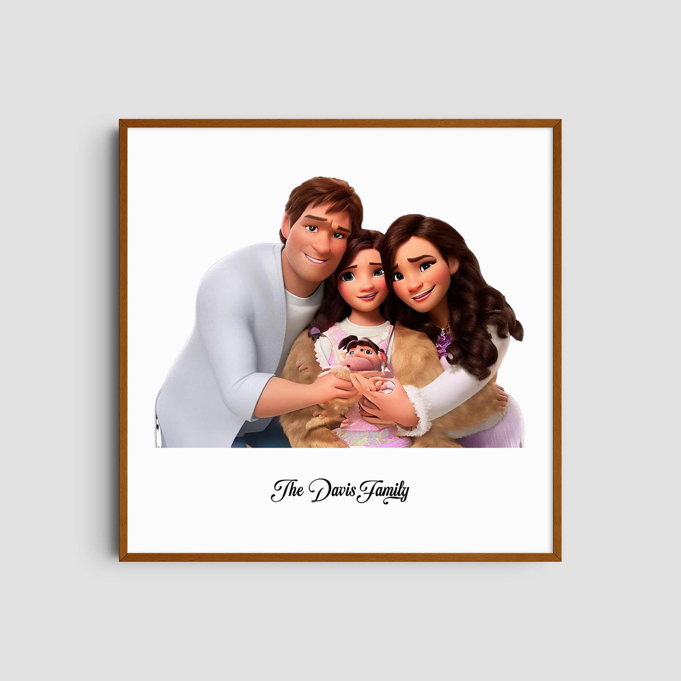 Custom Three Family Cartoons - Square