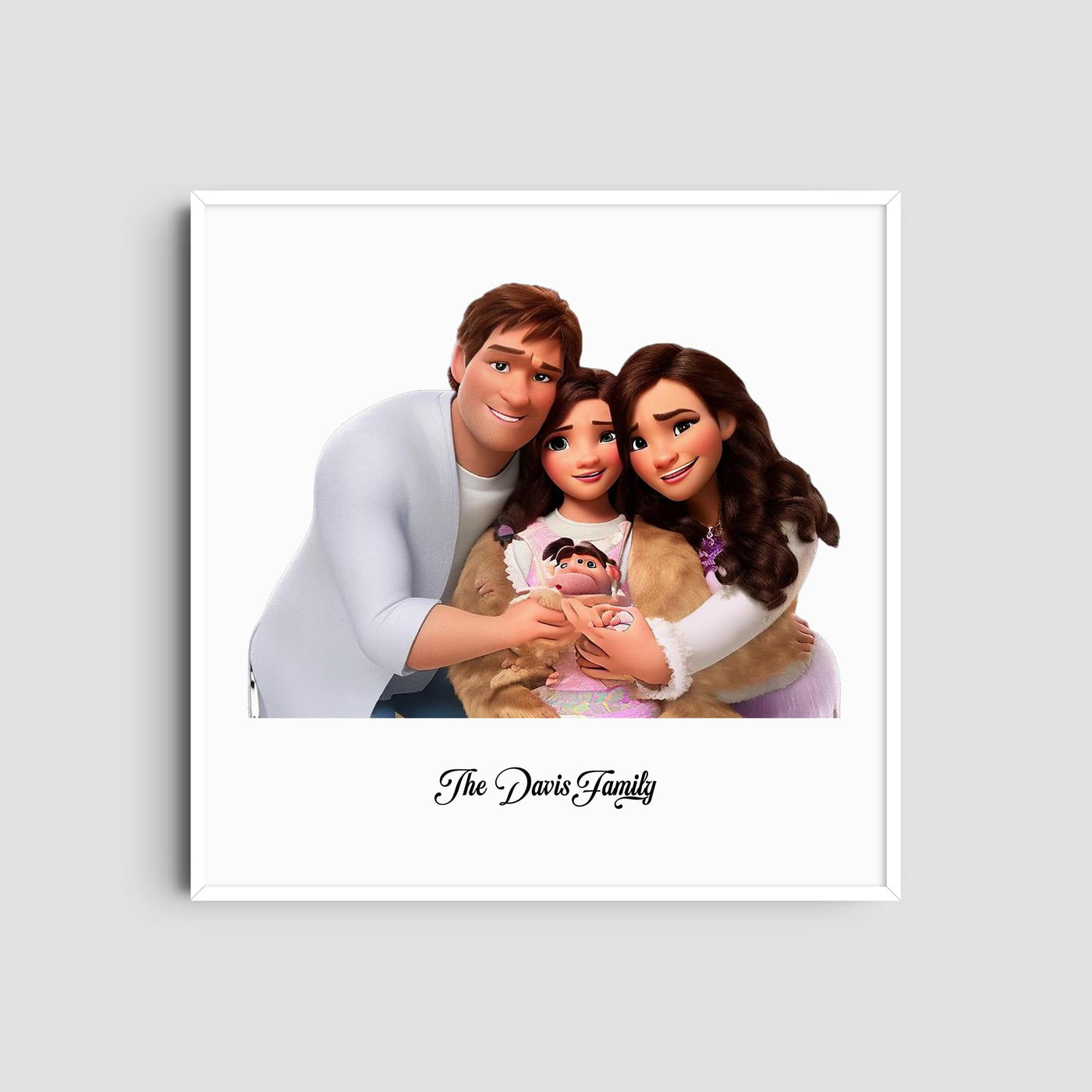 Custom Three Family Cartoons - Square