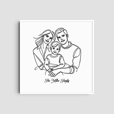 Custom Three Line Art Family - Square