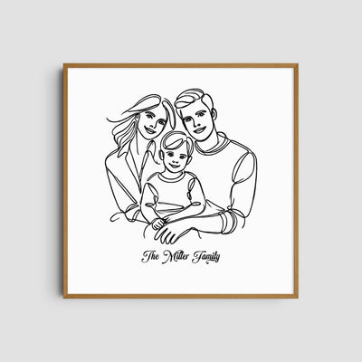 Custom Three Line Art Family - Square