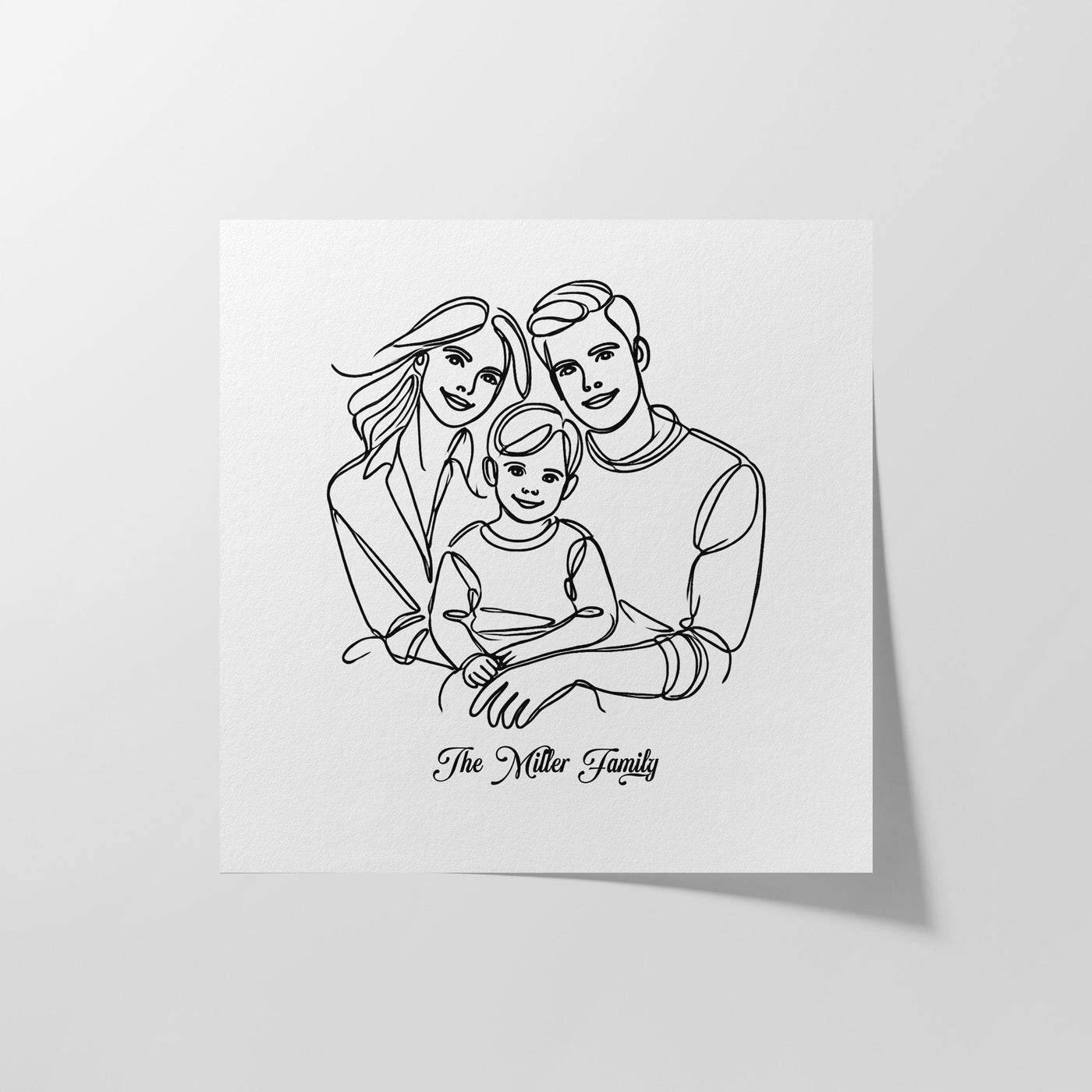 Custom Three Line Art Family - Square