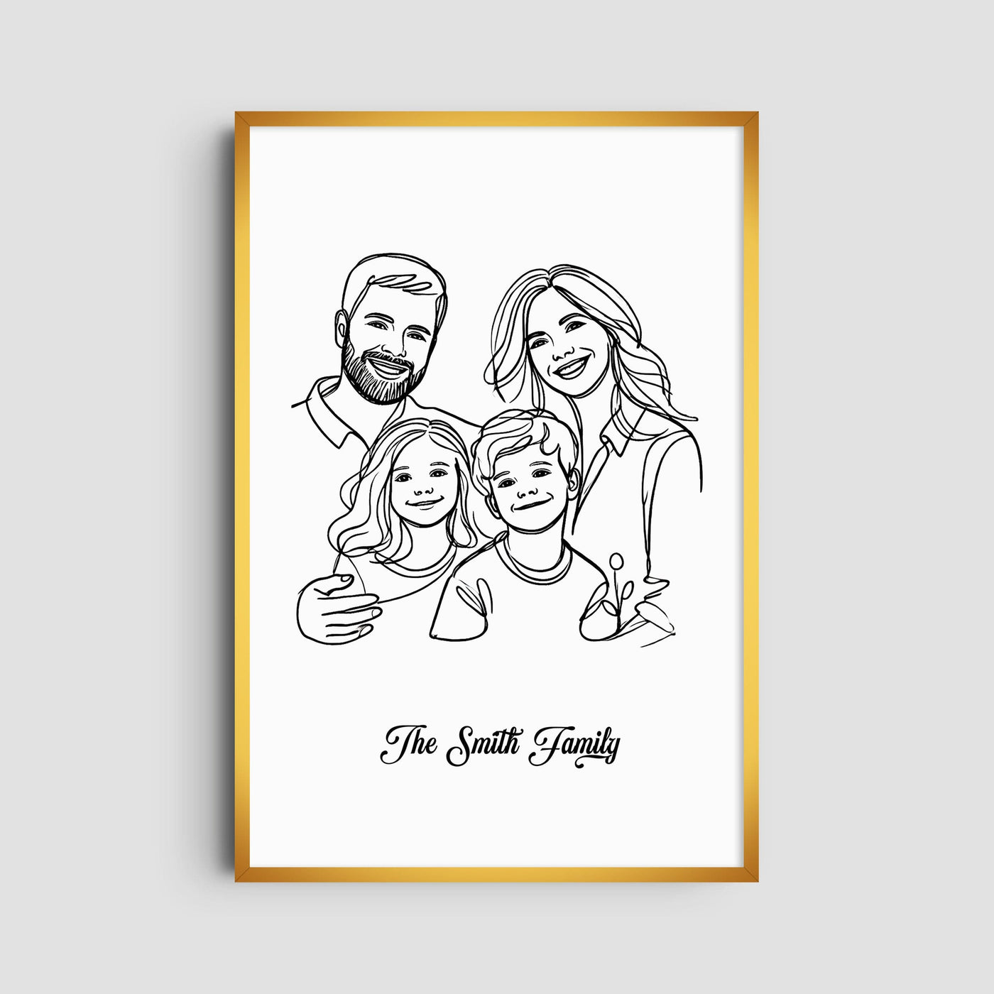 Custom Four Line Art Family - Portrait