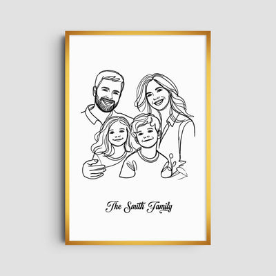 Custom Four Line Art Family - Portrait