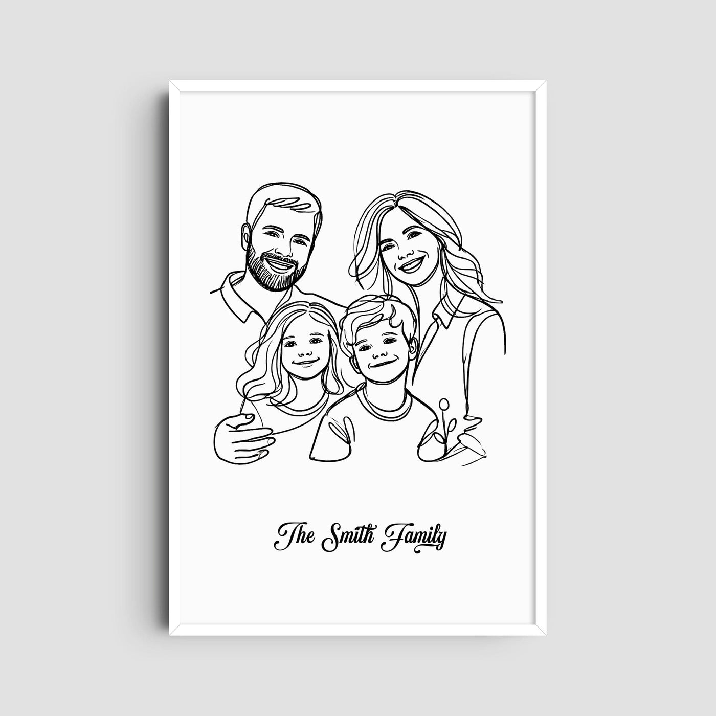 Custom Four Line Art Family - Portrait