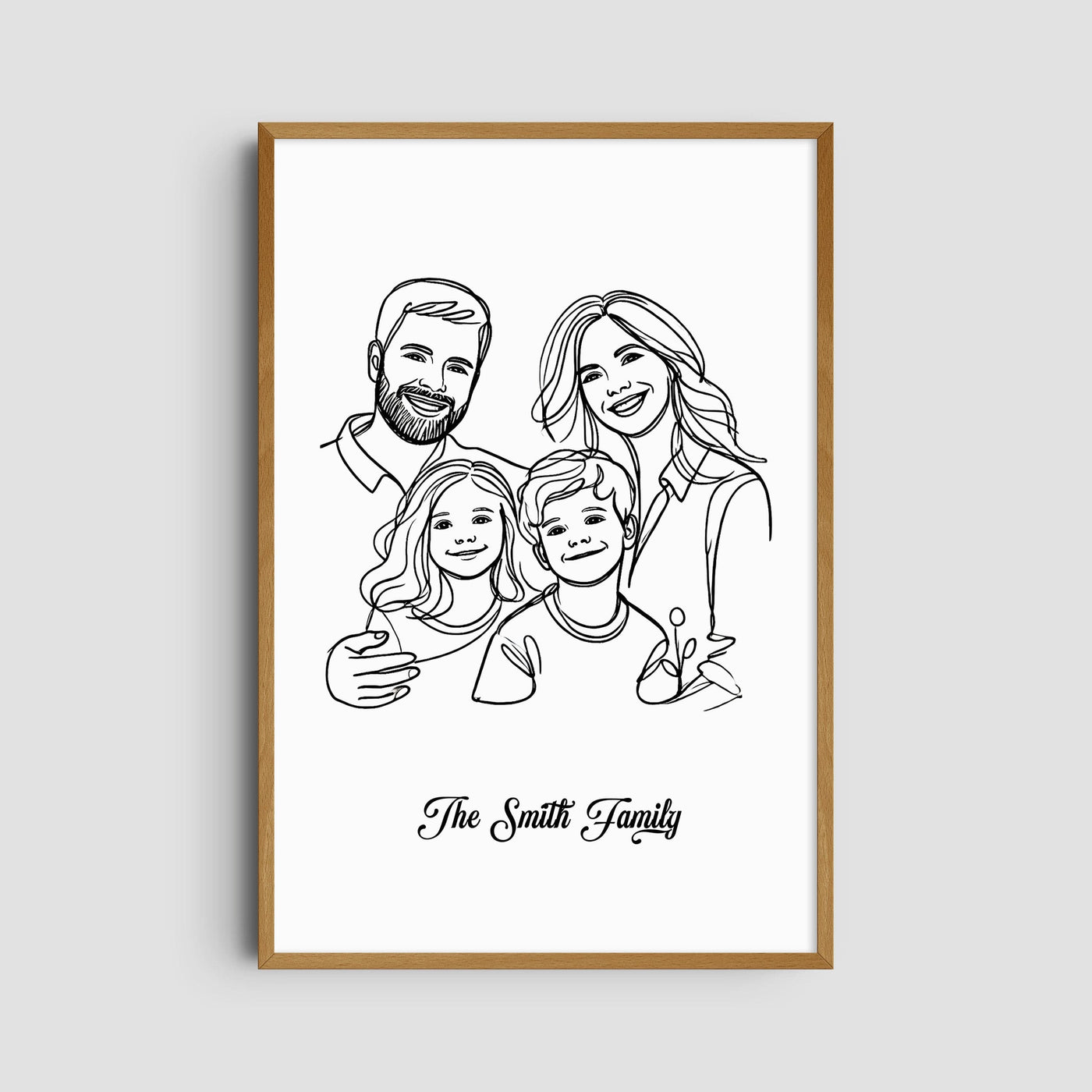 Custom Four Line Art Family - Portrait