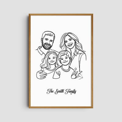 Custom Four Line Art Family - Portrait