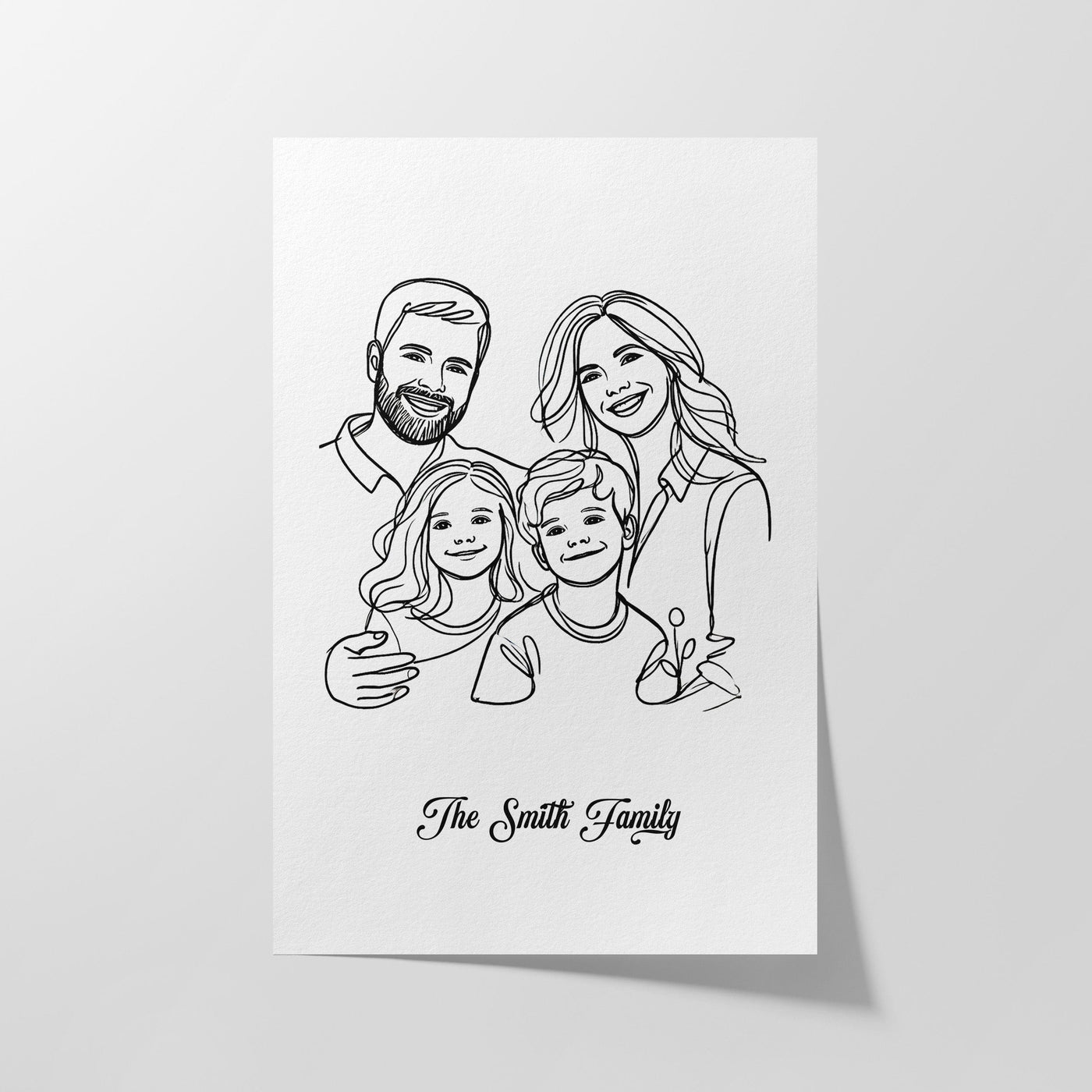 Custom Four Line Art Family - Portrait