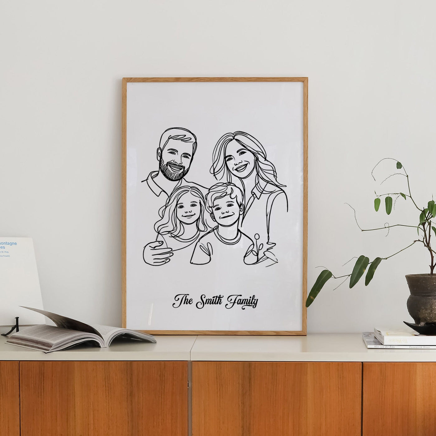 Custom Four Line Art Family - Portrait