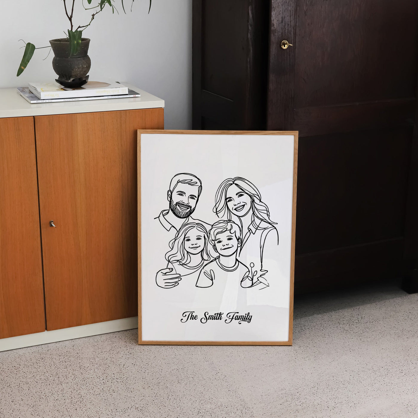 Custom Four Line Art Family - Portrait