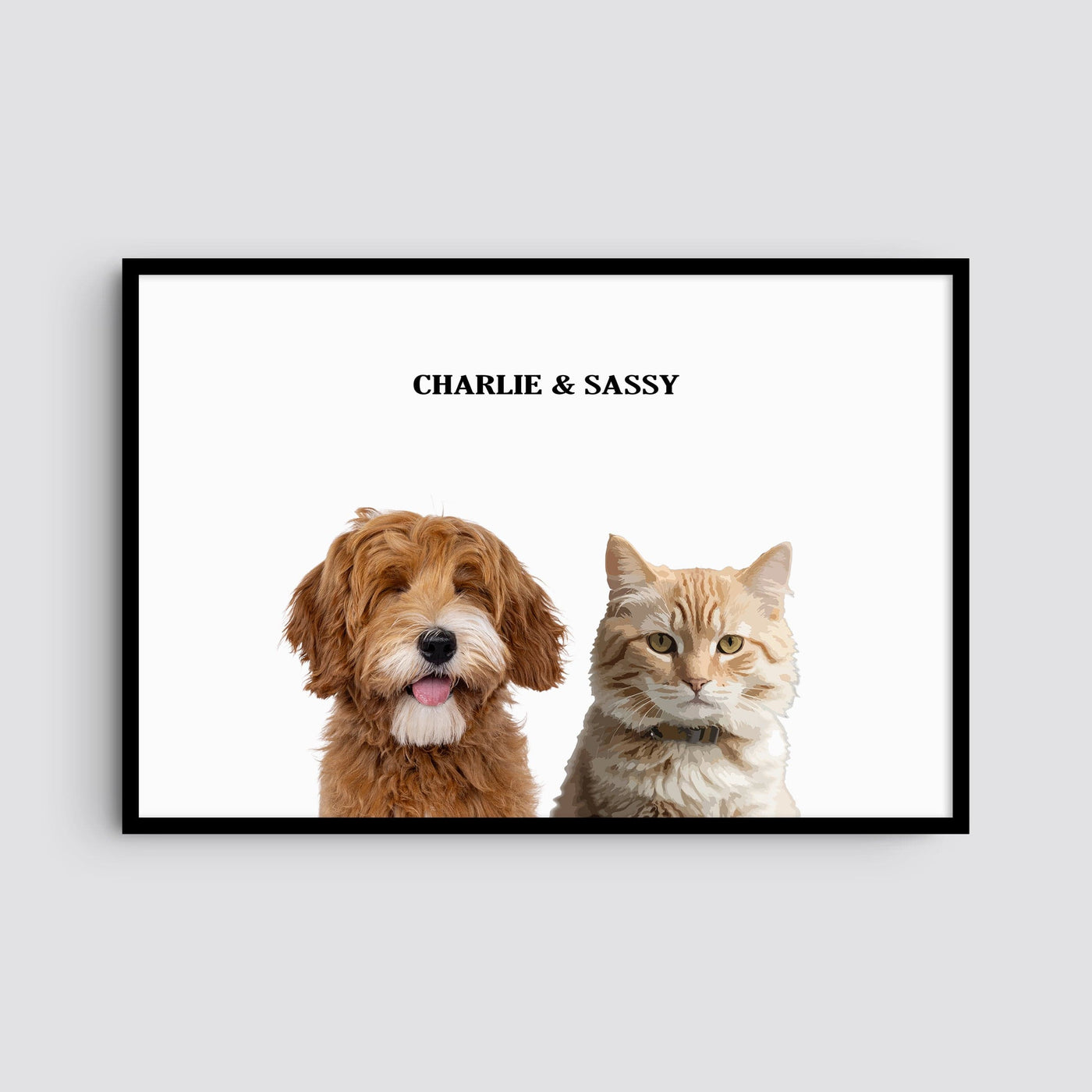 Custom Two Pet Modern Portrait - White