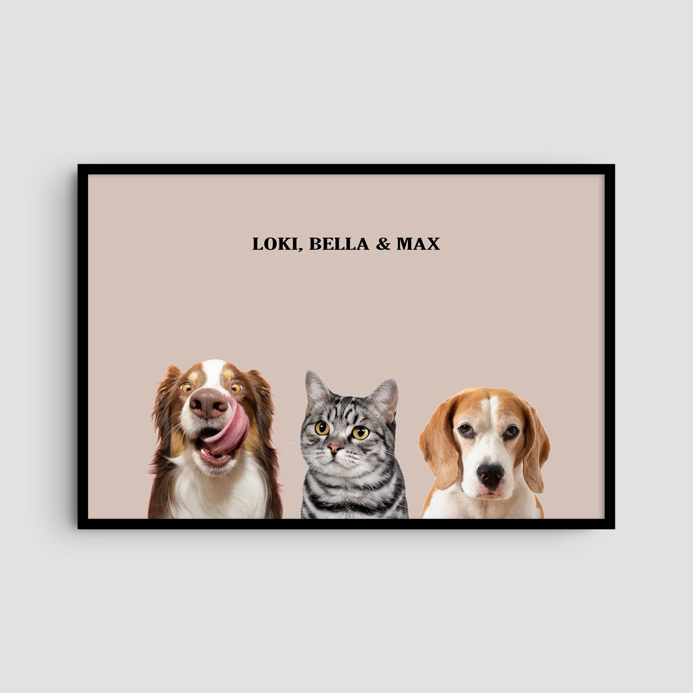 Custom Three Pet Modern Portrait - Dusty Pink