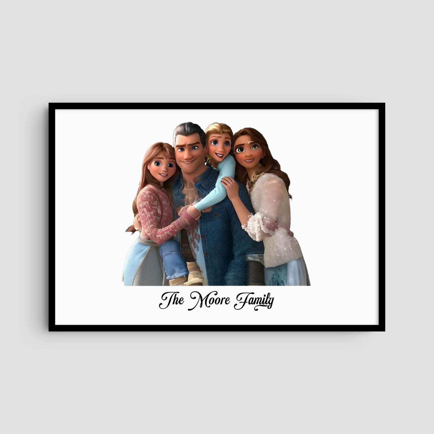 Custom Four Family Cartoons - Landscape