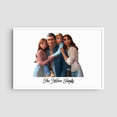 Custom Four Family Cartoons - Landscape