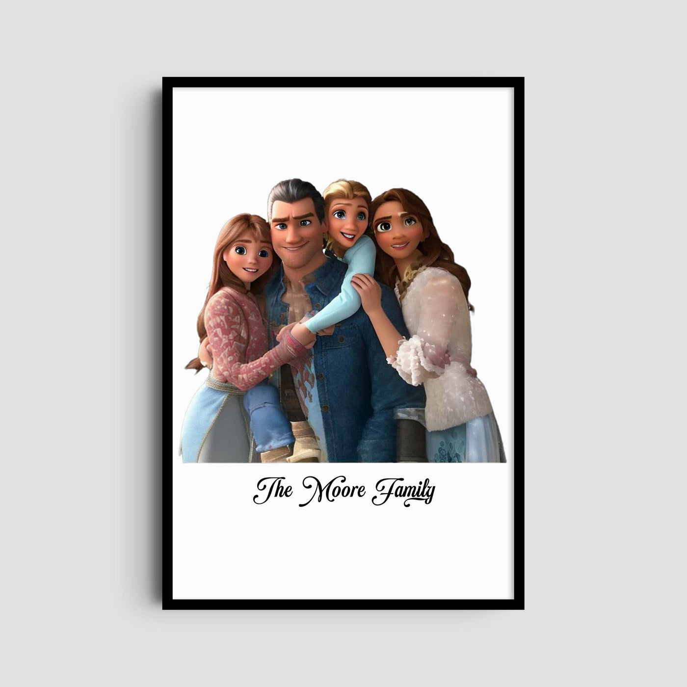 Custom Four Family Cartoons - Portrait