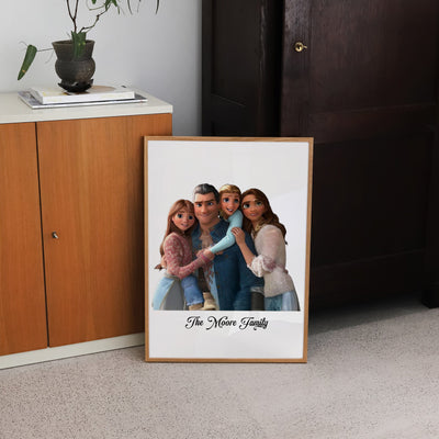 Custom Four Family Cartoons - Portrait