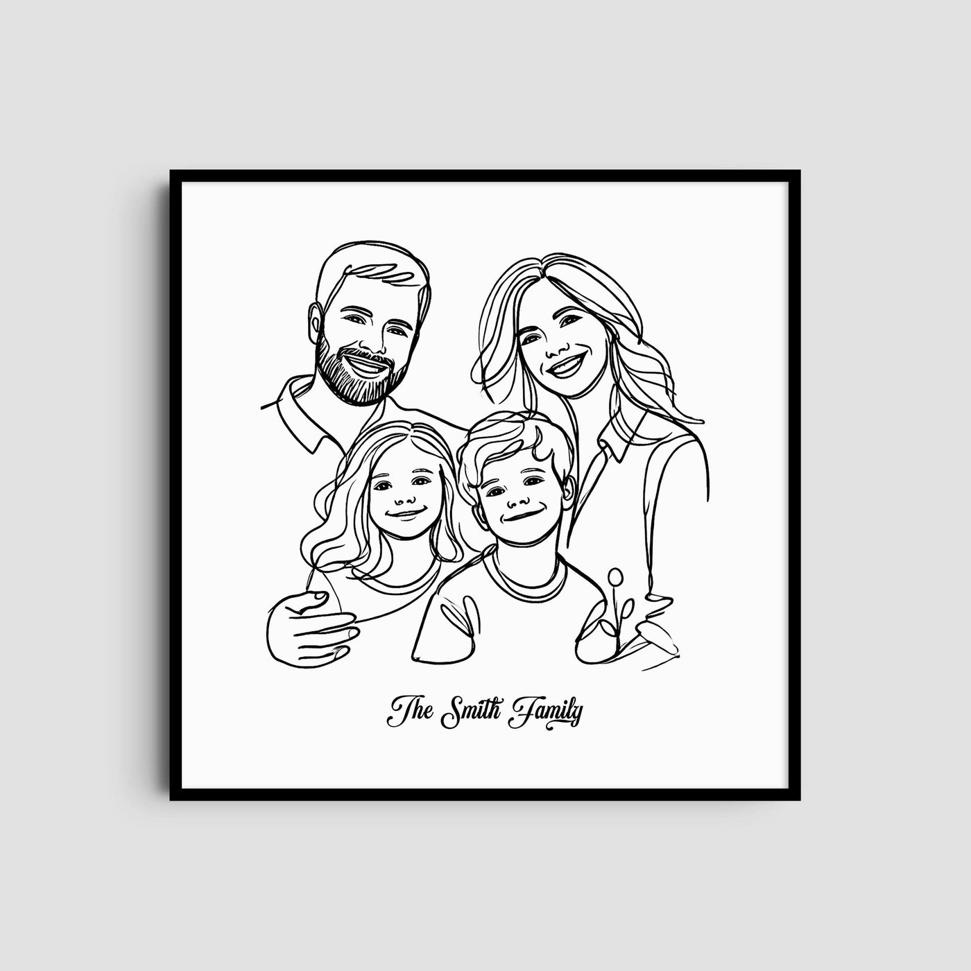 Custom  Four Line Art Family - Square