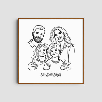 Custom  Four Line Art Family - Square