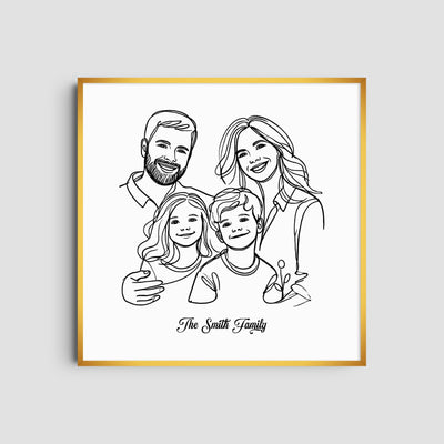 Custom  Four Line Art Family - Square