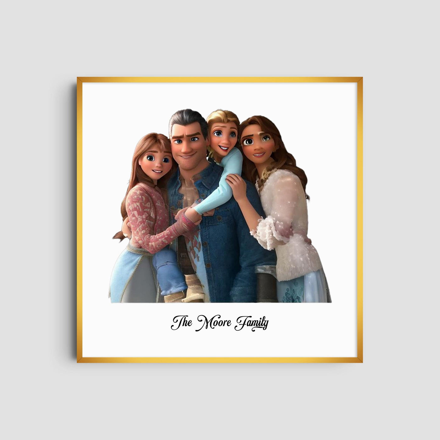 Custom Four Family Cartoons - Square