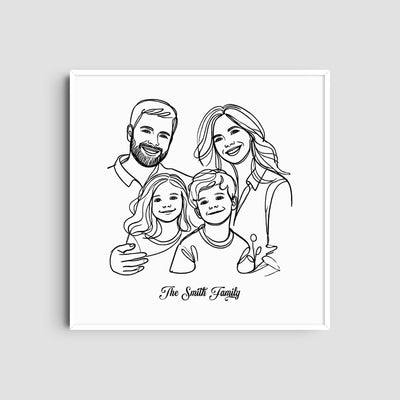 Custom  Four Line Art Family - Square