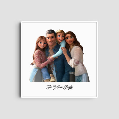 Custom Four Family Cartoons - Square