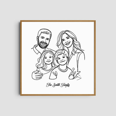 Custom  Four Line Art Family - Square