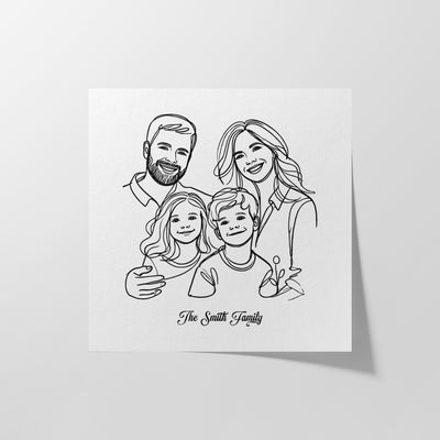 Custom  Four Line Art Family - Square