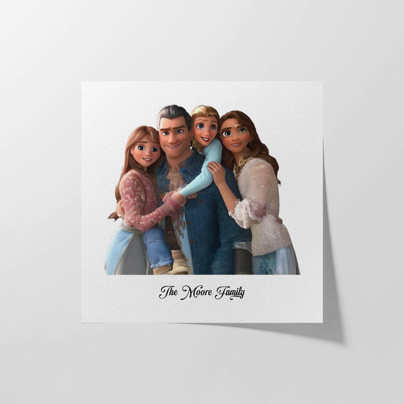 Custom Four Family Cartoons - Square