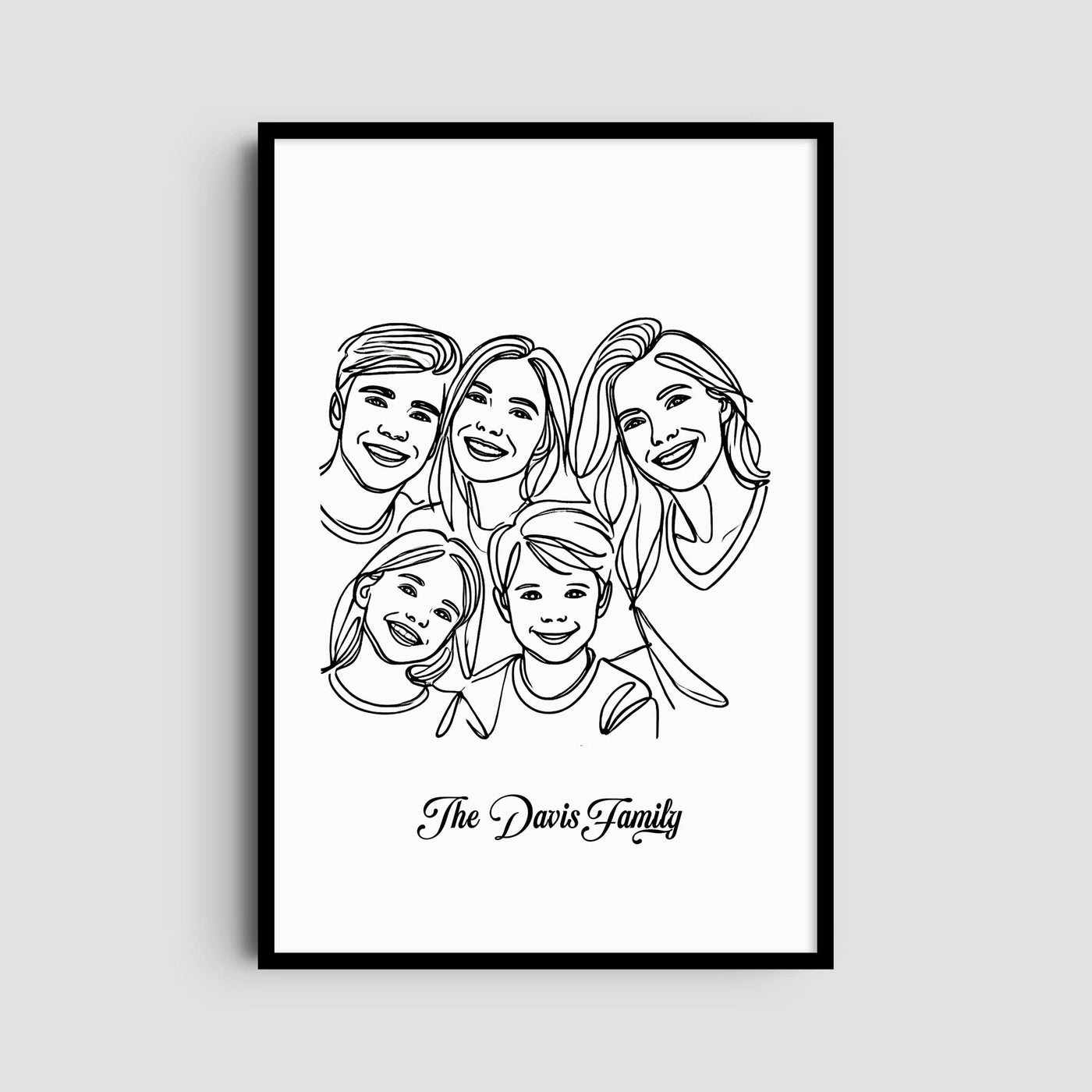 Custom Five Line Art Family - Portrait