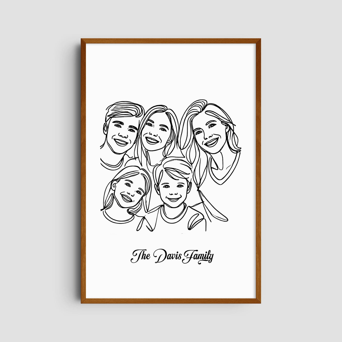 Custom Five Line Art Family - Portrait